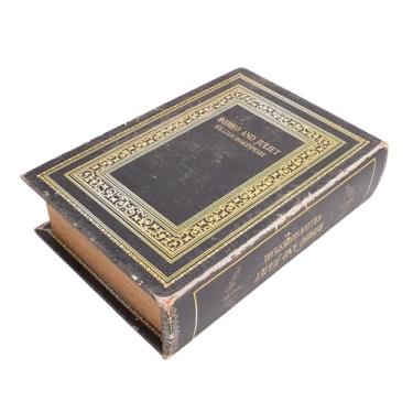 Imagem de Caixa de livro decorativa, caixa de armazenamento em formato de livro vintage europeu de couro de madeira, caixa de armazenamento antiga falsa para casa, hotel, escritório