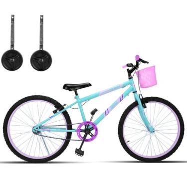 Imagem de Bicicleta Infantil Aro 24 Com Cestinha e Rodinhas Sem Marcha - Forss, 