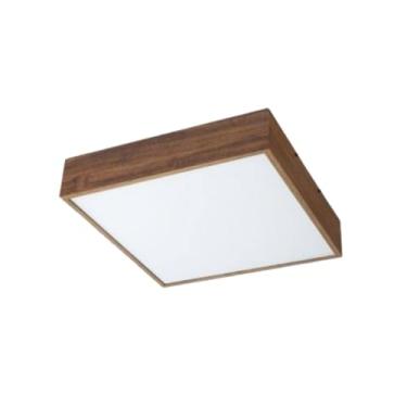 Imagem de Luminária de Madeira Plafon Teto Quadrado Sobrepor 20cm Imbuia – Sala Quarto Cozinha