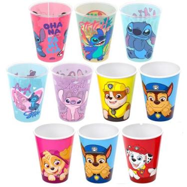 Imagem de 10 Copos 320ml Stitch e Patrulha Canina para Base de Ovo de Páscoa Cas