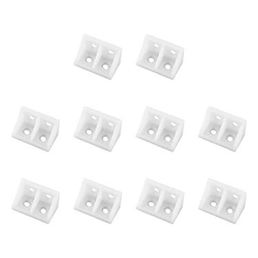 Imagem de MroMax 10 peças suporte de ângulo 42 x 23 x 23 mm suporte de canto de plástico em forma de L suporte de ângulo direito suporte de prateleira de canto protetor de prateleira para móveis W capa branca, MRO191206C-0046, Branco, 30Pcs 33x19x19mm