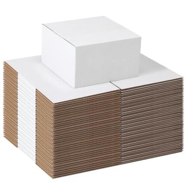 Imagem de Schliersee Conjunto De 40 Caixas De Remessa 7X7X4, Caixas De Papelão Ondulado Kraft Branco, Para Correspondência, Para Embalagem