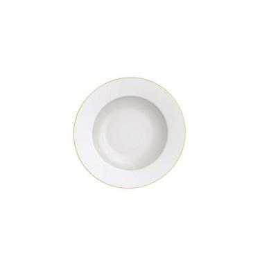 Imagem de Prato Fundo Filetado Tramontina Elisa Em Porcelana Com Borda Dourada 2