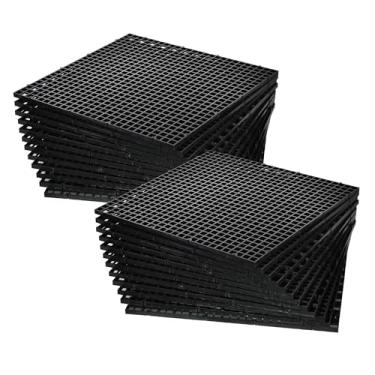 Imagem de ALEGI 24 peças divisórias de aquário de plástico caixa de ovos filtro de aquário bandeja inferior grade isolamento placa separador de painel de rede (24 peças preto)