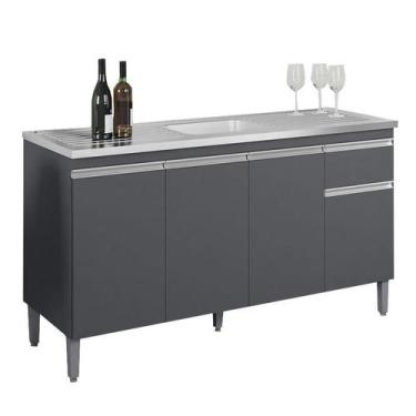 Imagem de Balcão de Pia Tatiane 150 cm Cinza Fosco - AJL - AJL Móveis