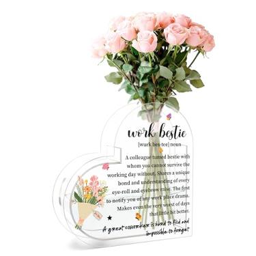 Imagem de Beshoul Vaso de coração, presentes de trabalho para mulheres colegas de trabalho, vaso acrílico em forma de coração para flores, vaso de flores decorativo transparente para aniversário - C05