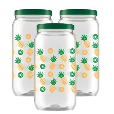 Imagem de Kit 3 Pote Plástico Porta Mantimentos Grande Tampa De Rosca 2,7 Litros (Abacaxi)