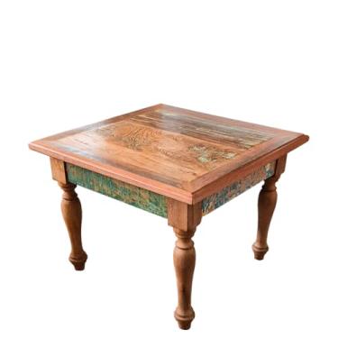 Imagem de Mesinha de Centro Quadrada com Pés Torneados em Madeira de Demolição