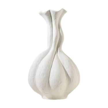 Imagem de Ioensy Vaso de flor de cerâmica Arranjo de flor moderno estético estético elegante Ornamento de mesa Vaso decorativo para entrada de mesa de cabeceira, Branco