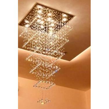 Imagem de lustre de cristal,para pé direito duplo,vão de escada,4 metros de altu