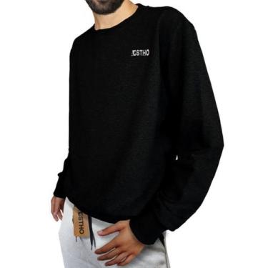 Imagem de Blusa Fechada de Moletom Sem Capuz Sem Gorro - Agstho, Preto, P