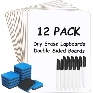 Imagem de MaxGear Quadro branco pequeno, pacote com 12 quadros apagáveis a seco, mini quadro branco de 23 cm x 30,5 cm, quadros brancos portáteis de dupla face para estudantes e professores, materiais escolares