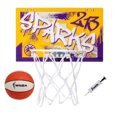 Imagem de Franklin Sports Cesta de basquete WNBA LA Sparks Over The Door - Cesta de basquete infantil com mini bola - WNBA Fan Shop Mini Argola para quarto + escritório