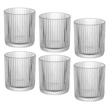 Imagem de Jogo 6 Copos Baixo Transparente Vidro Canelado 280ml Graffiato (Perfeito P/Whisky, Drinks, Bebidas)