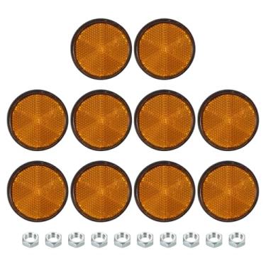 Imagem de PATIKIL Refletores traseiros redondos, refletor de advertência refletor de segurança plástico universal para motocicleta com suporte de parafuso M6 para carro, motocicleta, reboque, bicicleta