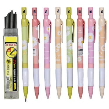 Imagem de Lopenle 12 lápis mecânicos de 2,0 mm grossos 2B lápis margarida com 20 refis e apontadores para arte, desenho, escrita, esboço, construção