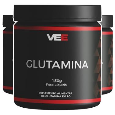 Imagem de Kit 3x L-Glutamine Pura 5000mg 100% Glutamina em Pó Pure Aminoacido Premium Sem Sabor Pote 150g Importada Isolada Natural Rende 30 Porções - VEE