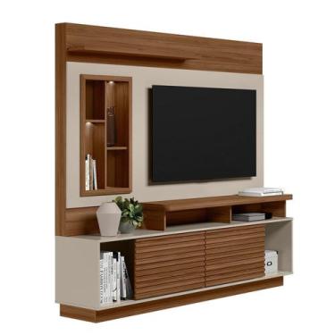 Imagem de Estante Home Theater Sala Estar TV Até 60 Polegadas 2 Portas Ripadas N