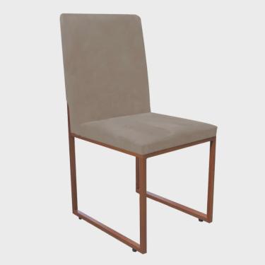 Imagem de Cadeira de Jantar Office Sttan Industrial Escritório Sala Ferro Bronze Corino Bege - Ahz Móveis