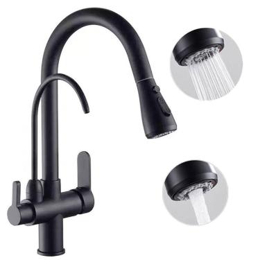 Imagem de Torneira Monocomando Preta Gourmet 360 Luxo Quente Frio Regulavel Bancada Mesa Cuba Coz...