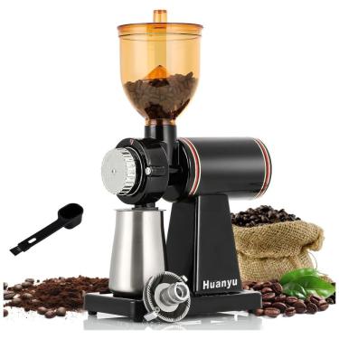 Imagem de Moedor de Café Elétrico 8 Níveis de Moagem até 250g Aço Inoxidável, 200W, 110v, HUANYU, Preto