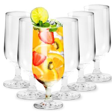 Imagem de Cheardia Pacote com 6 copos transparentes Hurricane, copos Pina Colada de 400 ml, copos de tulipa para coquetéis, cerveja encorpada, sucos, bebidas tropicais, água, bebidas