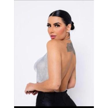 Imagem de Cropped correntinha brilhoso - BModas, Prata, UNICO