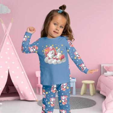 Imagem de Pijama Infantil Menina Brilha no Escuro Blusa e Calça Meia Malha Confo