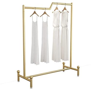 Imagem de CUTPOIY Cabides para cabides trilho de roupas pesadas, suporte de exibição de roupas, suporte de exibição de roupas de ferro forjado, rack de secagem de tubos industriais, casaco de quarto (dourado