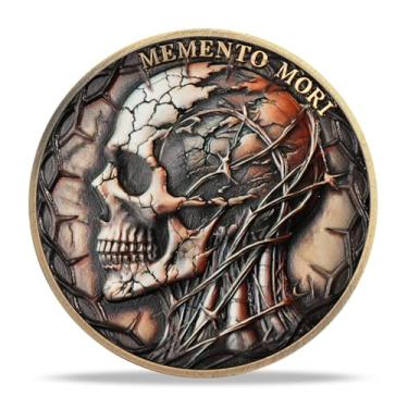 Imagem de RYUKENLM Memento Mori Coin Skull Challenge Coins EDC Reminder Token Símbolo da Fragilidade da Vida e Limitações do Tempo Presentes Inspiradores Estoicismo para Prática Estóica Diária