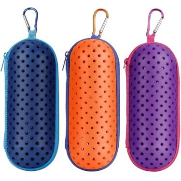 Imagem de jetmast Capa de óculos de natação para óculos de natação, capas protetoras para óculos com clipe, óculos de sol, óculos, esportes, estojo de óculos com zíper, para homens, mulheres e crianças, azul