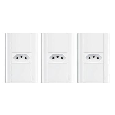 Imagem de Tomada 2p+t 10a/250v Com Placa 4x2 Fame Modulare - Kit 3 Un, Branco