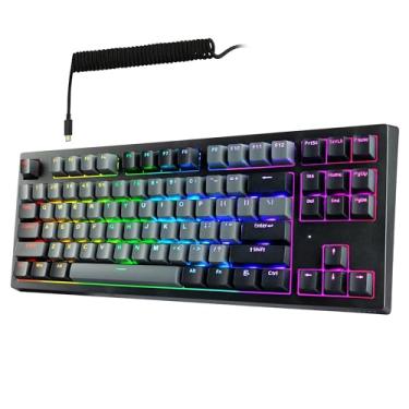 Imagem de TECWARE Teclado mecânico Phantom+ de 87 teclas, LED RGB (preto Elite Wraith Orange)