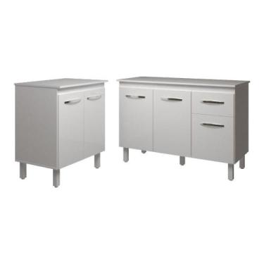 Imagem de Balcão Para Microondas Ou Forno Branco E Armário Aline 118 Cm Cozinha 