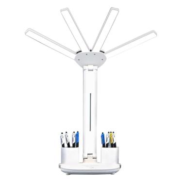 Imagem de niccryle Lâmpada de mesa LED com ventilador de luz noturna com relógio, luminária de mesa dobrável ajustável com suporte para caneta, 3 níveis de brilho, porta de carregamento USB (sem ventilador)