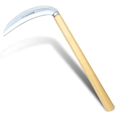 Imagem de SHANFEEK Foice de grama enxada japonesa ferramenta manual de jardim ferramentas de remoção de ervas daninhas para jardim aço de alta resistência com cabo de madeira maciça (bege)