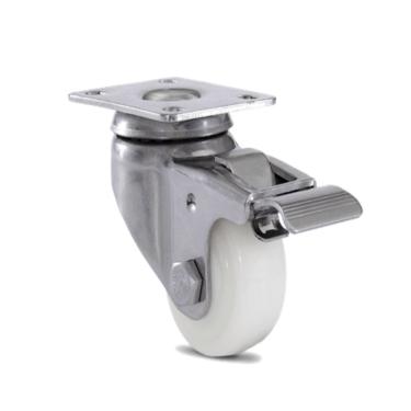 Imagem de Rodizio Giratório Inox 2 Pol Roda Nylon Placa Freio