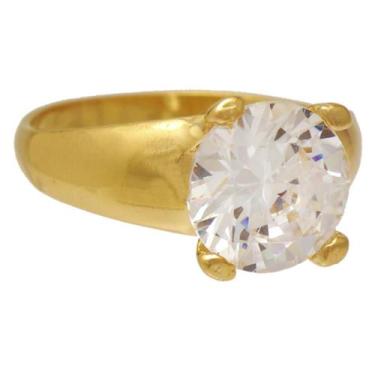 Imagem de Anel Solitário Grande Aro Liso SoftJoias Folheado à Ouro 18K, 23