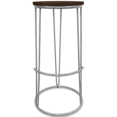 Imagem de Banco Banqueta Alta Industrial Dinamarca Em Aço Balcão Bar Cozinha Pra