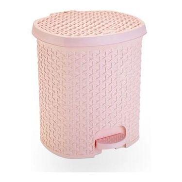 Imagem de Lixeira Cesto 6L Rattan Com Pedal Perfeita P/ Escritório Cozinha Quart