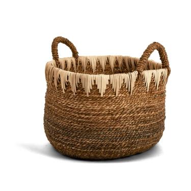 Imagem de Cesto Organizador Redondo Em Fibra Natural Com Alça Mart 46x37cm
