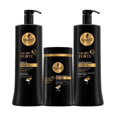 Imagem de Kit Shampoo Condicionador E Máscara Hidratação E Fortalecimento Haskell Cavalo Forte 1l