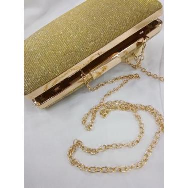 Imagem de Bolsa de festa transversal e tiracolo., Dourado