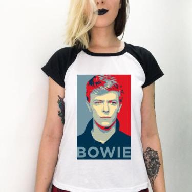 Imagem de Camiseta Raglan Branca Personalizada David Bowie Rock Cantor - Geek Ga