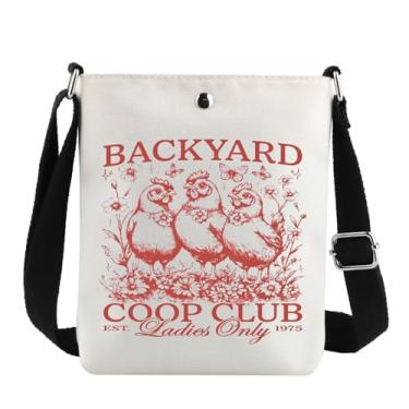 Imagem de G2TUP Bolsa tiracolo de galinha, presente para dono de galinha, presente de galinha, presente de fazendeiro, quintal, galinheiro, clube, bolsa de ombro, Coop Club, Ocidental
