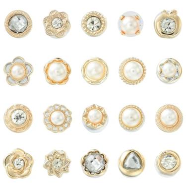 Imagem de UR URLIFEHALL 100 broches elegantes de imitação de pérola de strass broche de cristal de pérola falsa para buquê de casamento, joias, artesanato DIY