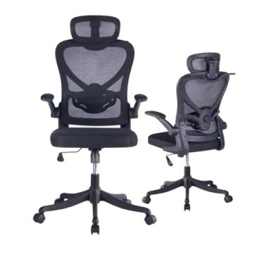 Imagem de Cadeira Ergonômica de Escritório – Encosto de Cabeça, Braços Rebatíveis, Suporte para Cabide e Estrutura em Malha Respirável