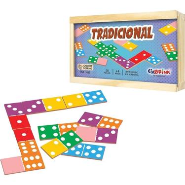 Imagem de Jogo de Dominó Tradicional Caixa em Madeira