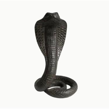 Imagem de Nikki and Max Escultura de estátua de cobra, resina, 18 cm, decoração de casa. Ano Novo 2025, cobra de cerâmica (marrom)