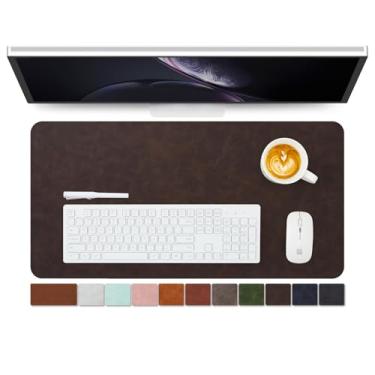 Imagem de Tapete de mesa de couro envelhecido - Almofada de mesa de poliuretano antiderrapante para escritório e casa - Organização de mesa e acessórios - Ideal para mouse pad grande e tapetes de mesa em cima